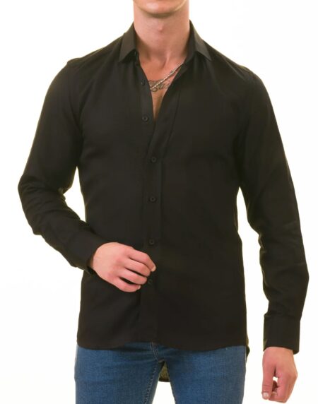 Black Luxury Men’s Tailor Fit Button Up European Made Linen Shirts