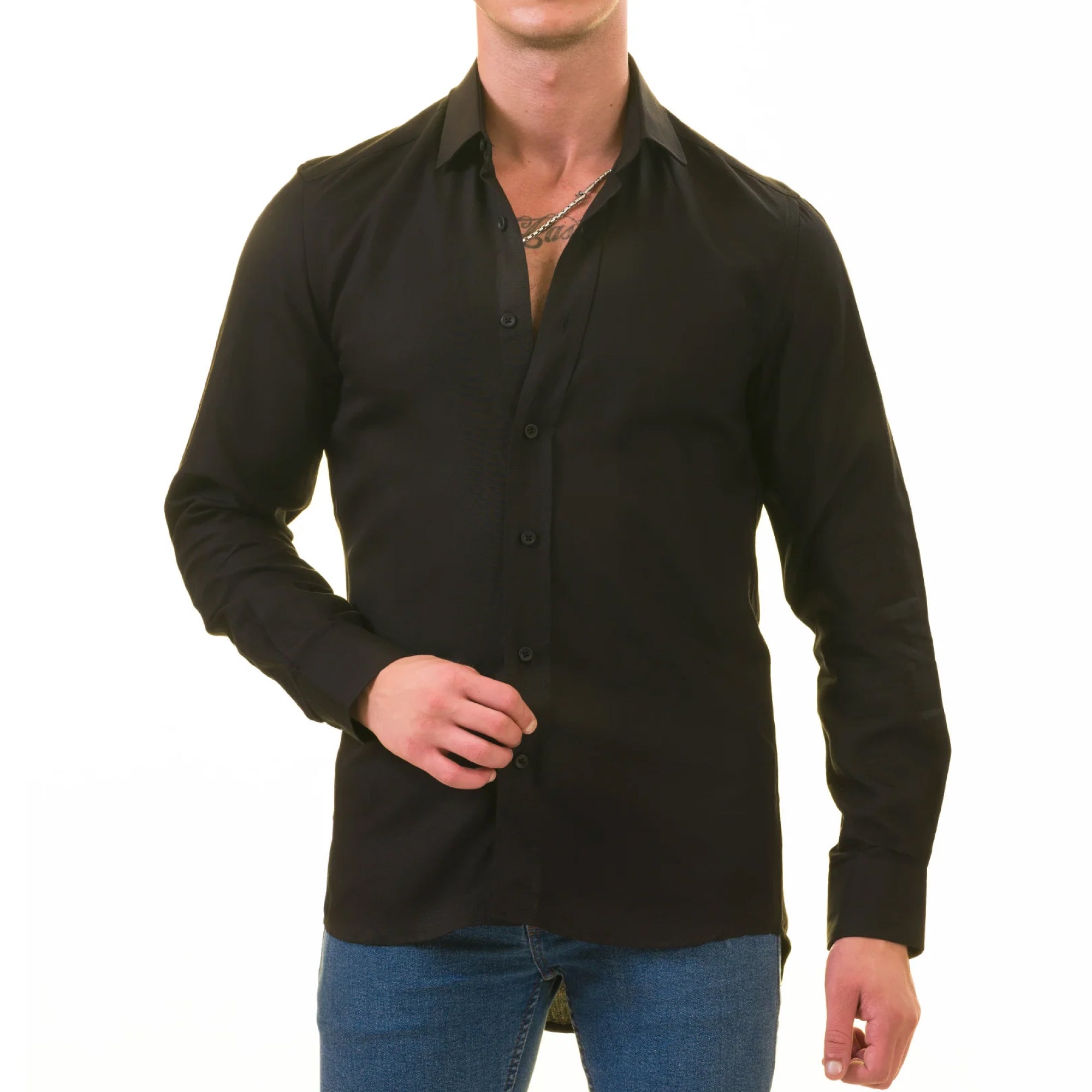 Black Luxury Men’s Tailor Fit Button Up European Made Linen Shirts