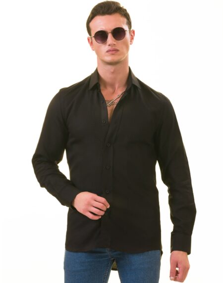 Black Luxury Men’s Tailor Fit Button Up European Made Linen Shirts