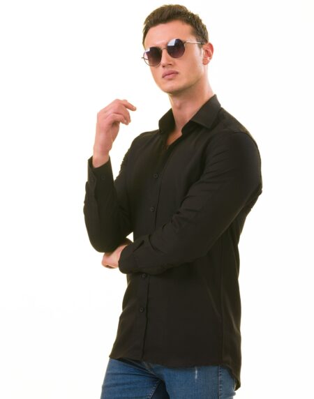 Black Luxury Men’s Tailor Fit Button Up European Made Linen Shirts