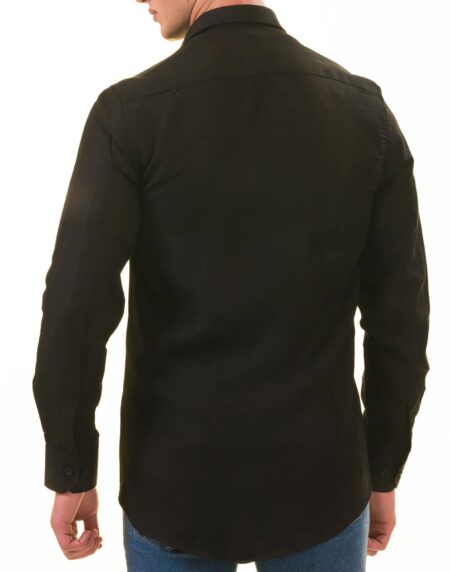 Black Luxury Men’s Tailor Fit Button Up European Made Linen Shirts