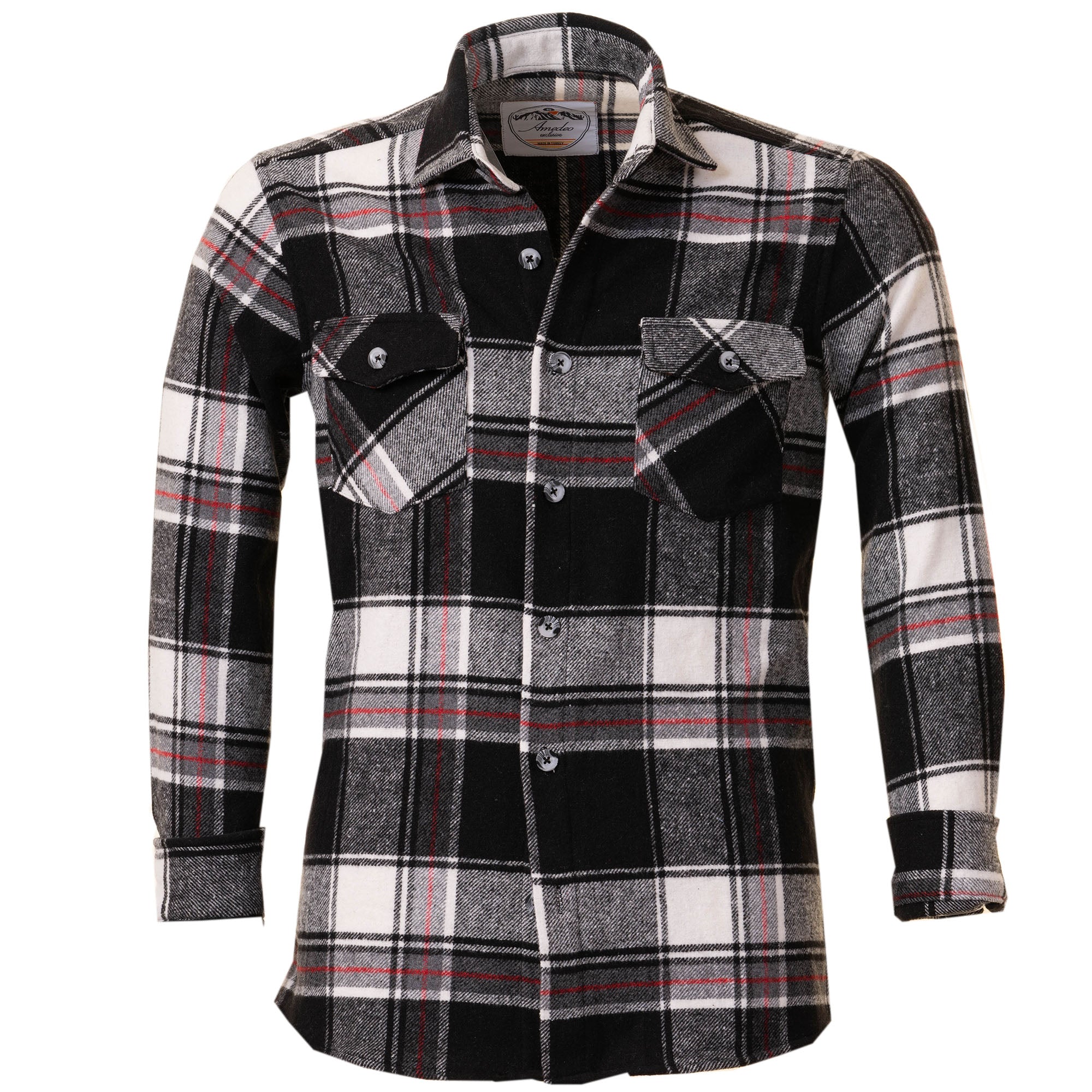 Black & White Check Mens Dress Shirt - Slim Fit Cotton Shirts for Men - Image 3