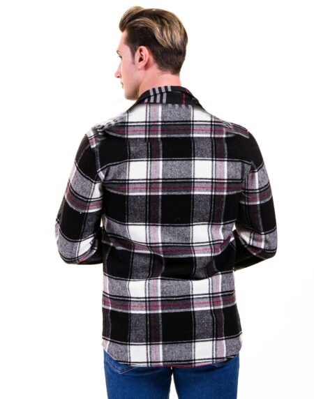 Black & White Check Mens Dress Shirt – Slim Fit Cotton Shirts for Men