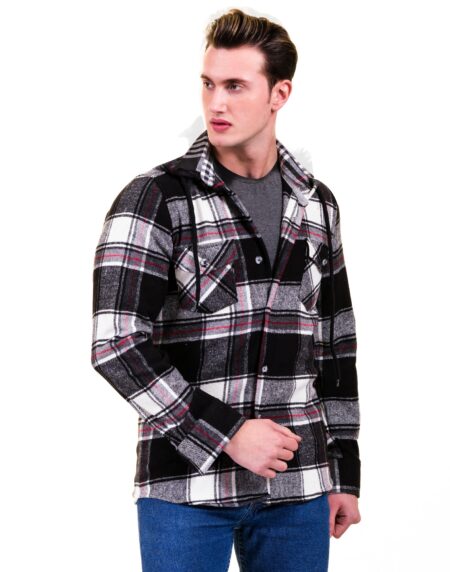 Black & White Check Mens Dress Shirt – Slim Fit Cotton Shirts for Men