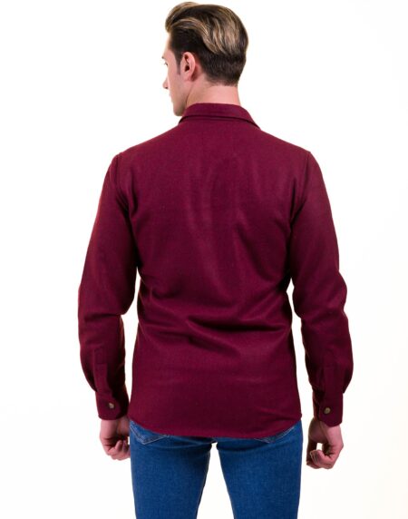 Solid Burgandy Mens Slim Fit Designer Dress Shirt – tailored Cotton Shirts for Work and Casual Wear