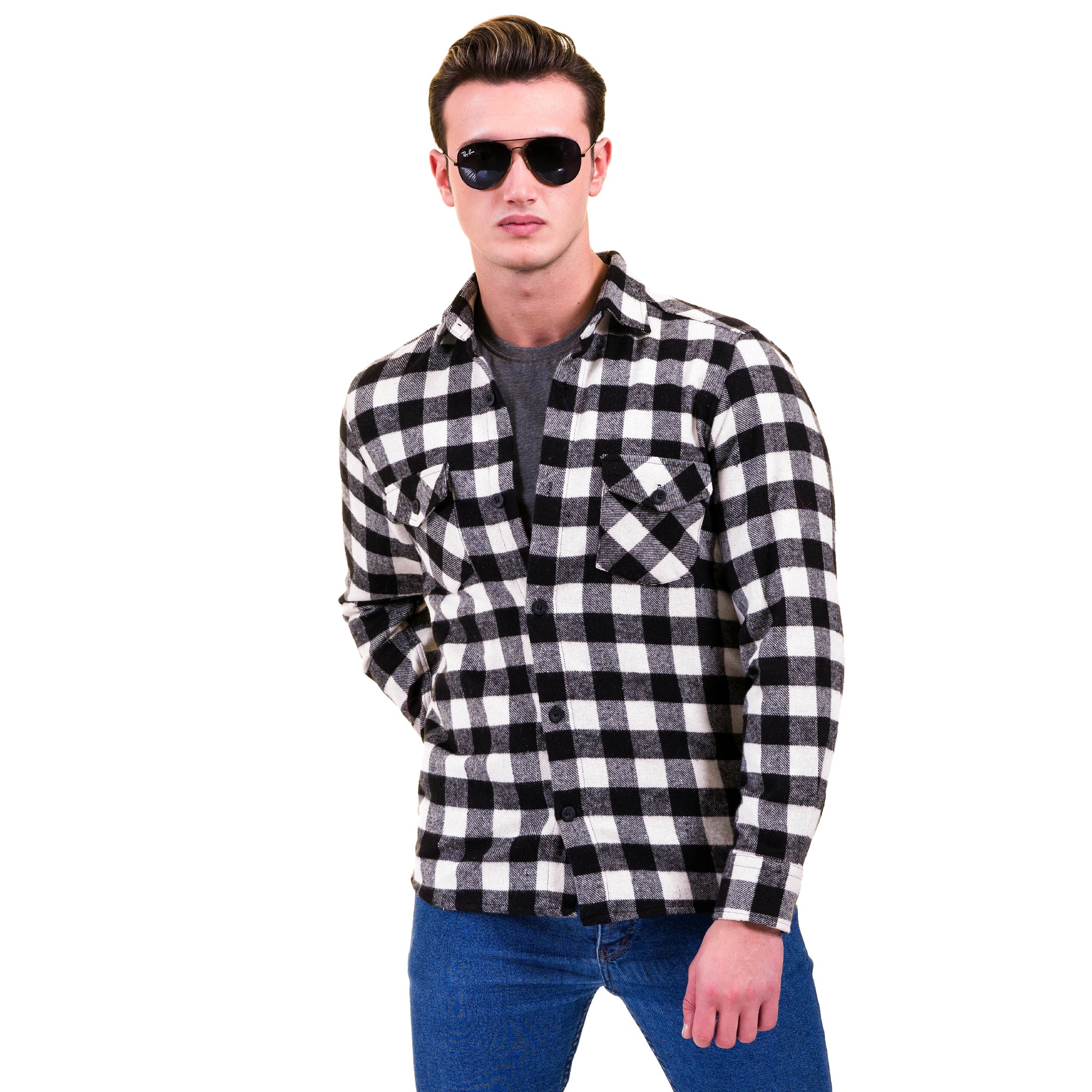 Black White Check Mens Slim Fit Designer French Cuff Shirt - tailored Cotton Shirts for Work and Casual Wear - Image 3