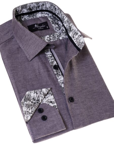 Black Oxford French Cuff Shirt – Slim Fit Cotton Shirts for Men – Work & Casual
