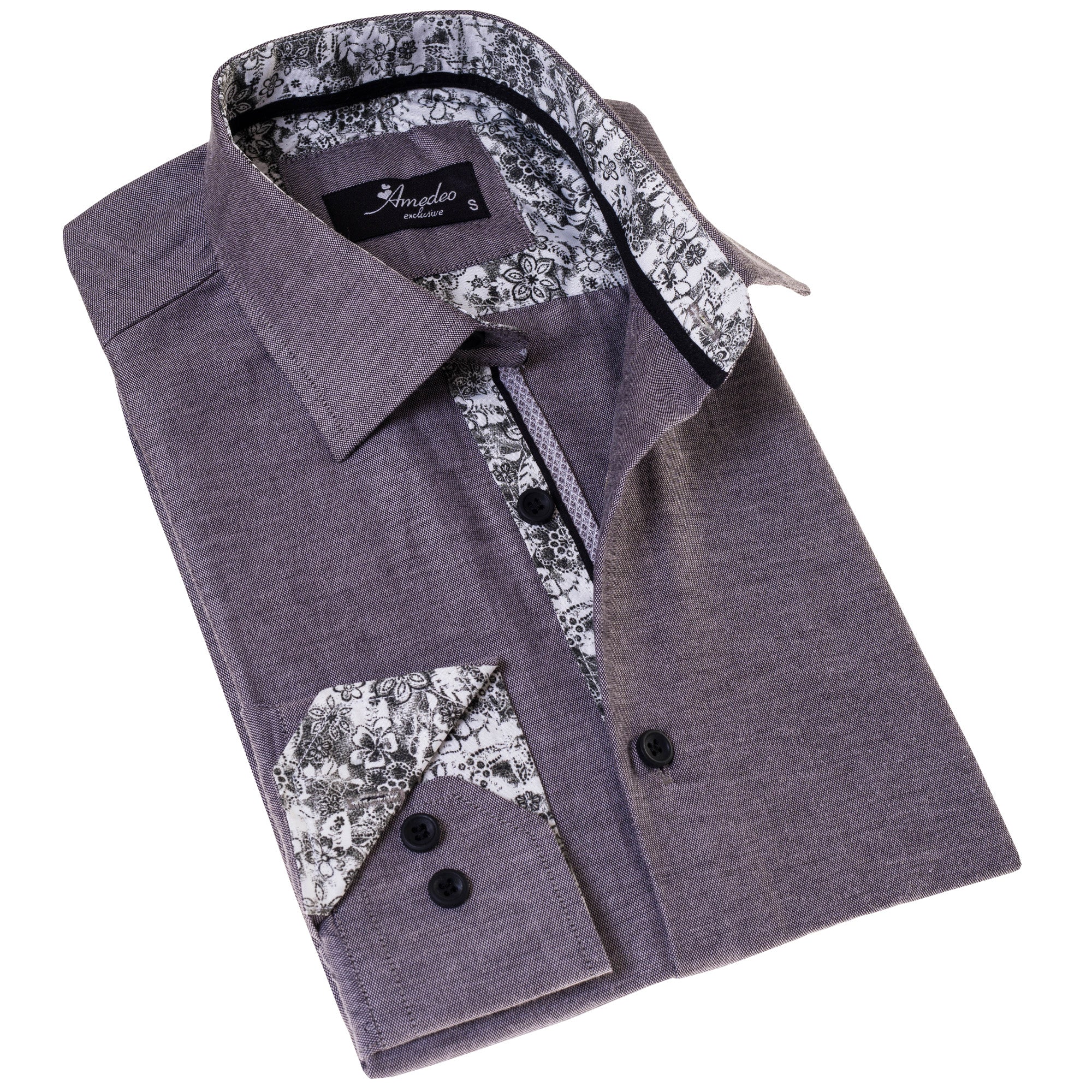 Black Oxford French Cuff Shirt – Slim Fit Cotton Shirts for Men – Work & Casual
