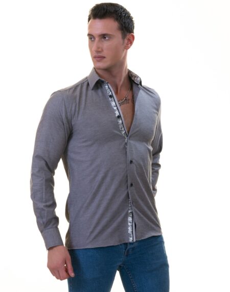 Black Oxford French Cuff Shirt – Slim Fit Cotton Shirts for Men – Work & Casual