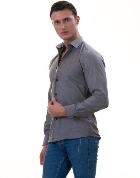 Black Oxford French Cuff Shirt – Slim Fit Cotton Shirts for Men – Work & Casual