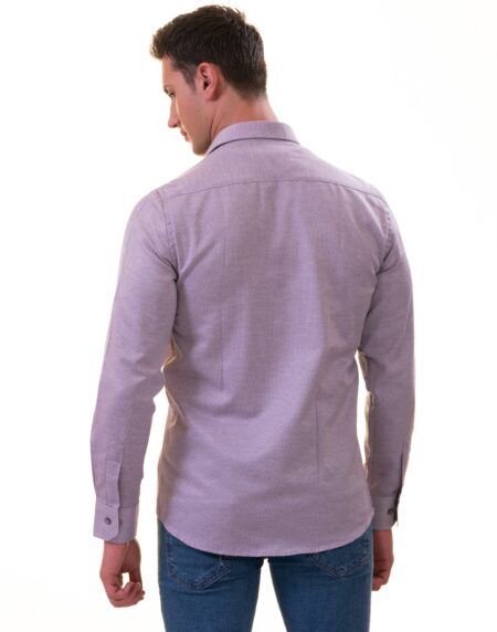 Purple Jacquard Men’s Slim Fit Designer Dress Shirt – Tailored Cotton Shirt