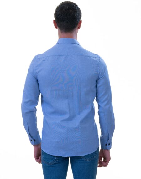 Blue Inside Floral Men’s Slim Fit Designer French Cuff Shirt – Tailored Cotton