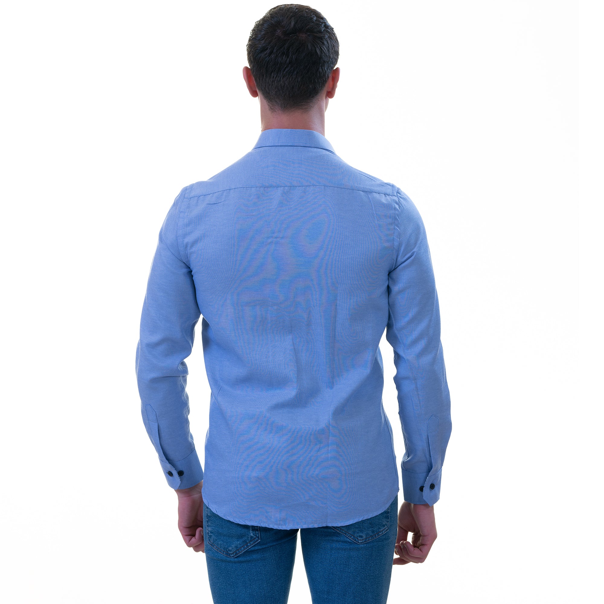 Blue Inside Floral Men's Slim Fit Designer French Cuff Shirt - Tailored Cotton - Image 5