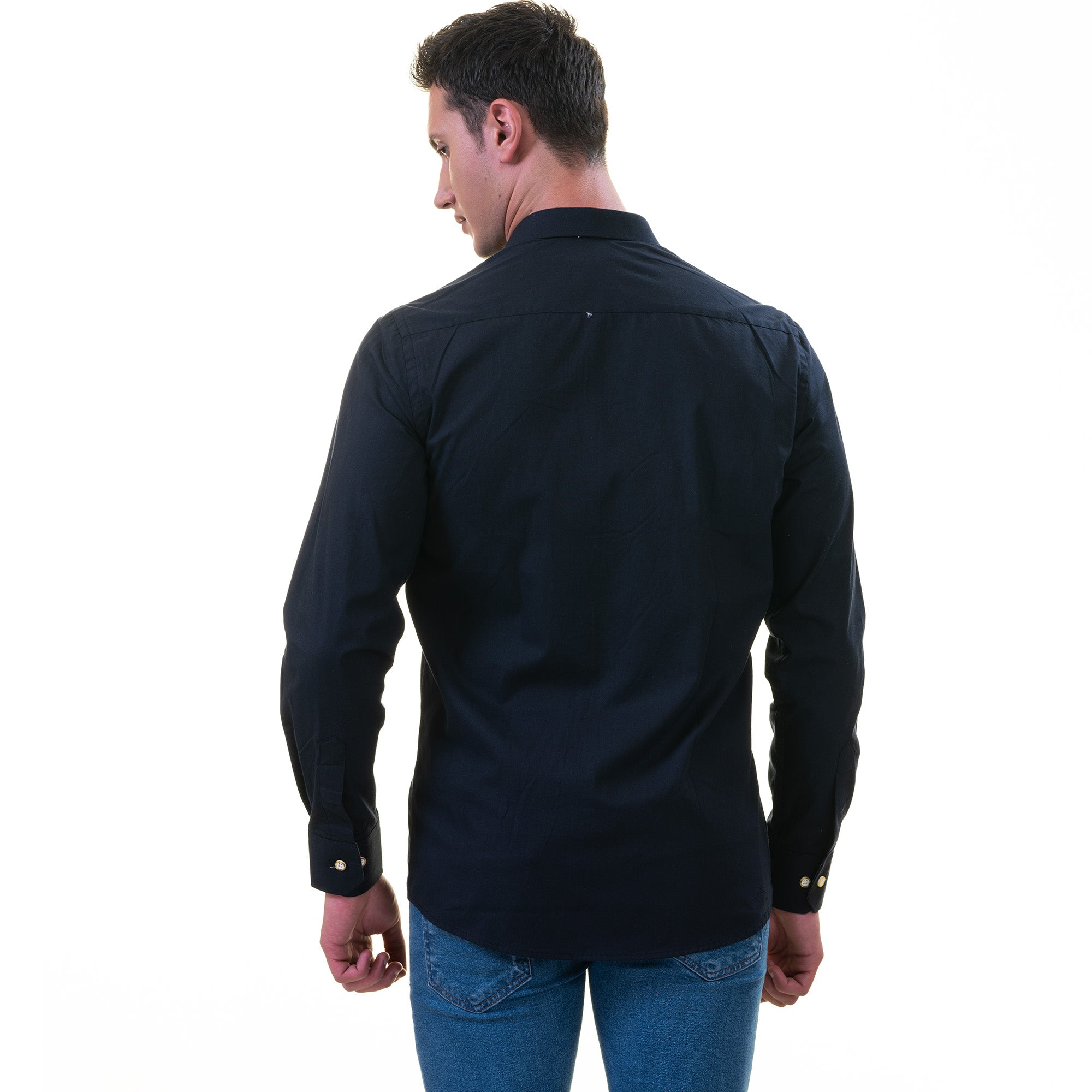 Black Inside Purple Men's Slim Fit Designer French Cuff Shirt - Tailored Cotton - Image 5