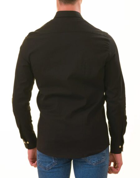 Black with inside Gold Men’s Slim Fit Designer Shirt – Tailored Cotton Shirts for Work and Casual Wear