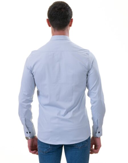 Gray Inside Floral Men’s Slim Fit Designer Dress Shirt – Tailored Cotton