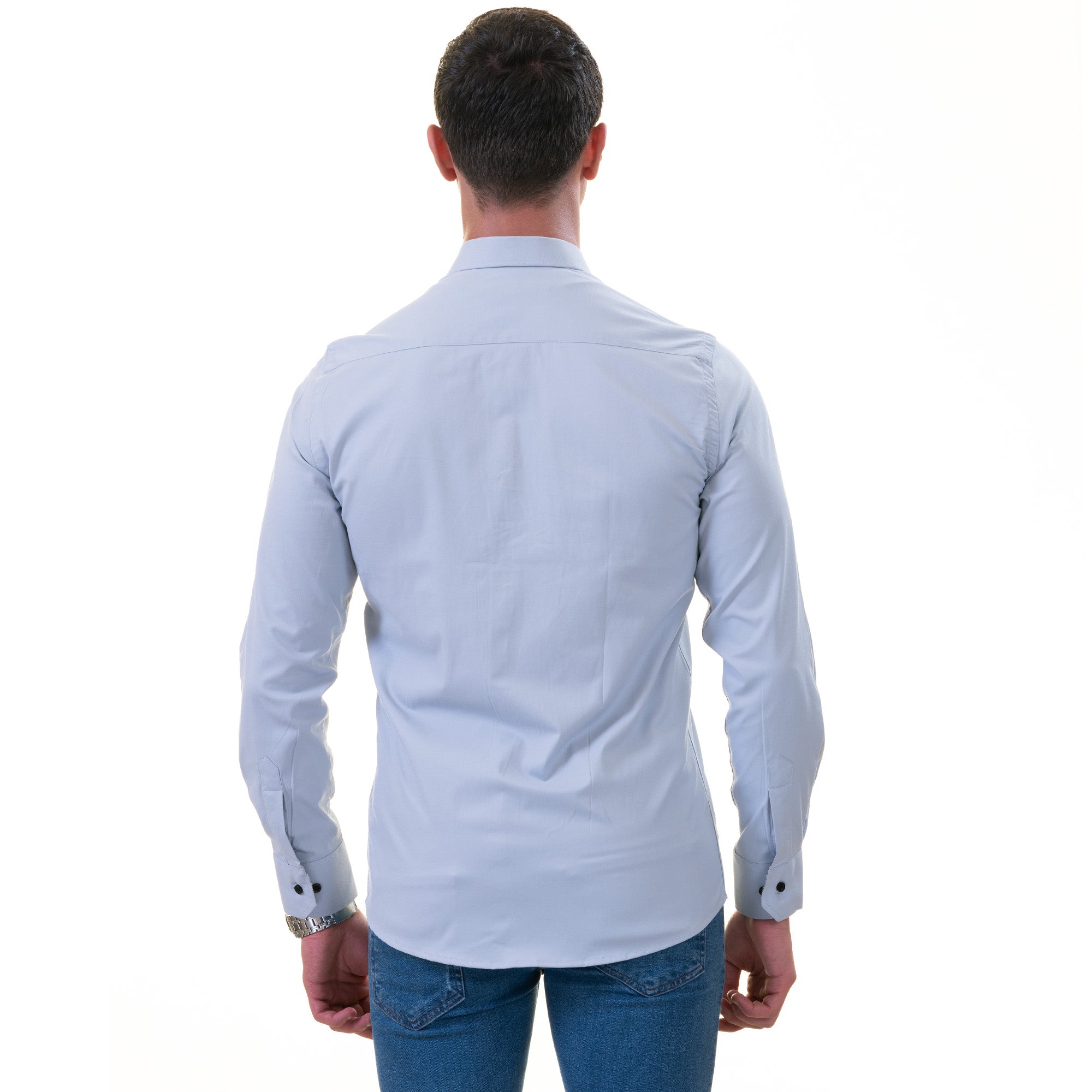 Gray Inside Floral Men's Slim Fit Designer Dress Shirt - Tailored Cotton - Image 6