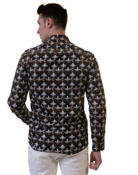 Black, Silver, Gold Medusa Head Mens Slim Fit Designer French Cuff Shirt – tailored Cotton Shirts for Work and Casual Wear