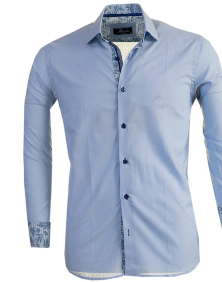 Light Blue Paisley Mens Slim Fit Designer Dress Shirt – Tailored Cotton Shirts For Work And Casual