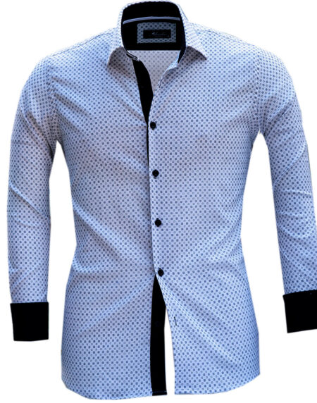 Light Blue Mens Slim Fit Designer Dress Shirt – Tailored Cotton Shirts For Work And Casual