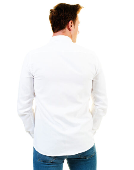 Solid White Mens Slim Fit Designer Dress Shirt – Tailored Cotton Shirts For Work And Casual