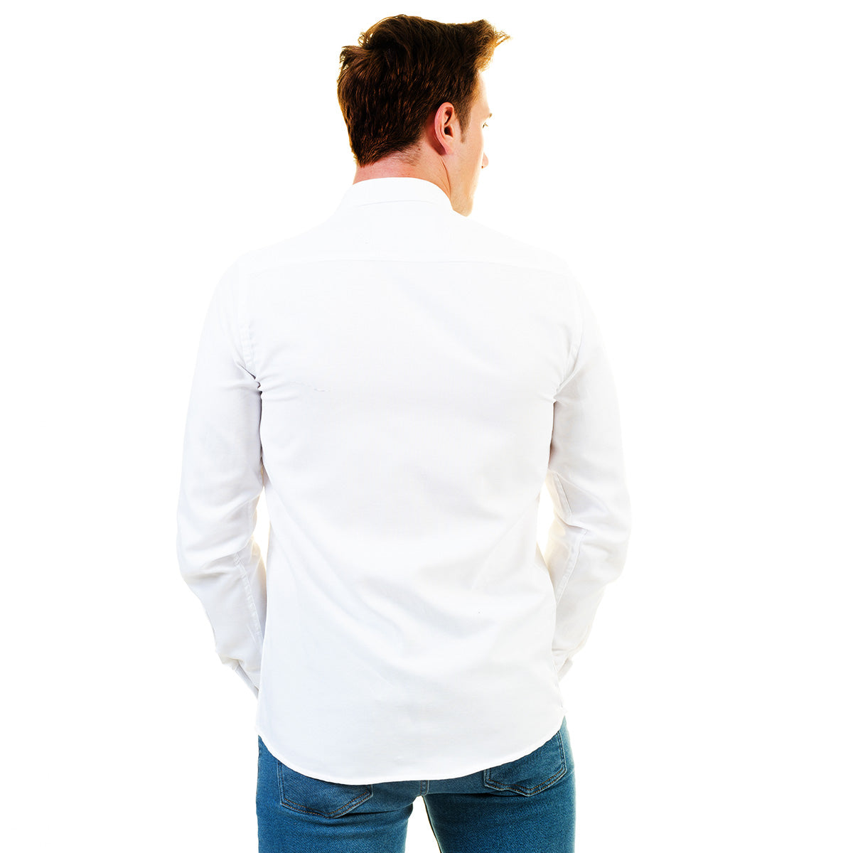 Solid White Mens Slim Fit Designer Dress Shirt - Tailored Cotton Shirts For Work And Casual - Image 5