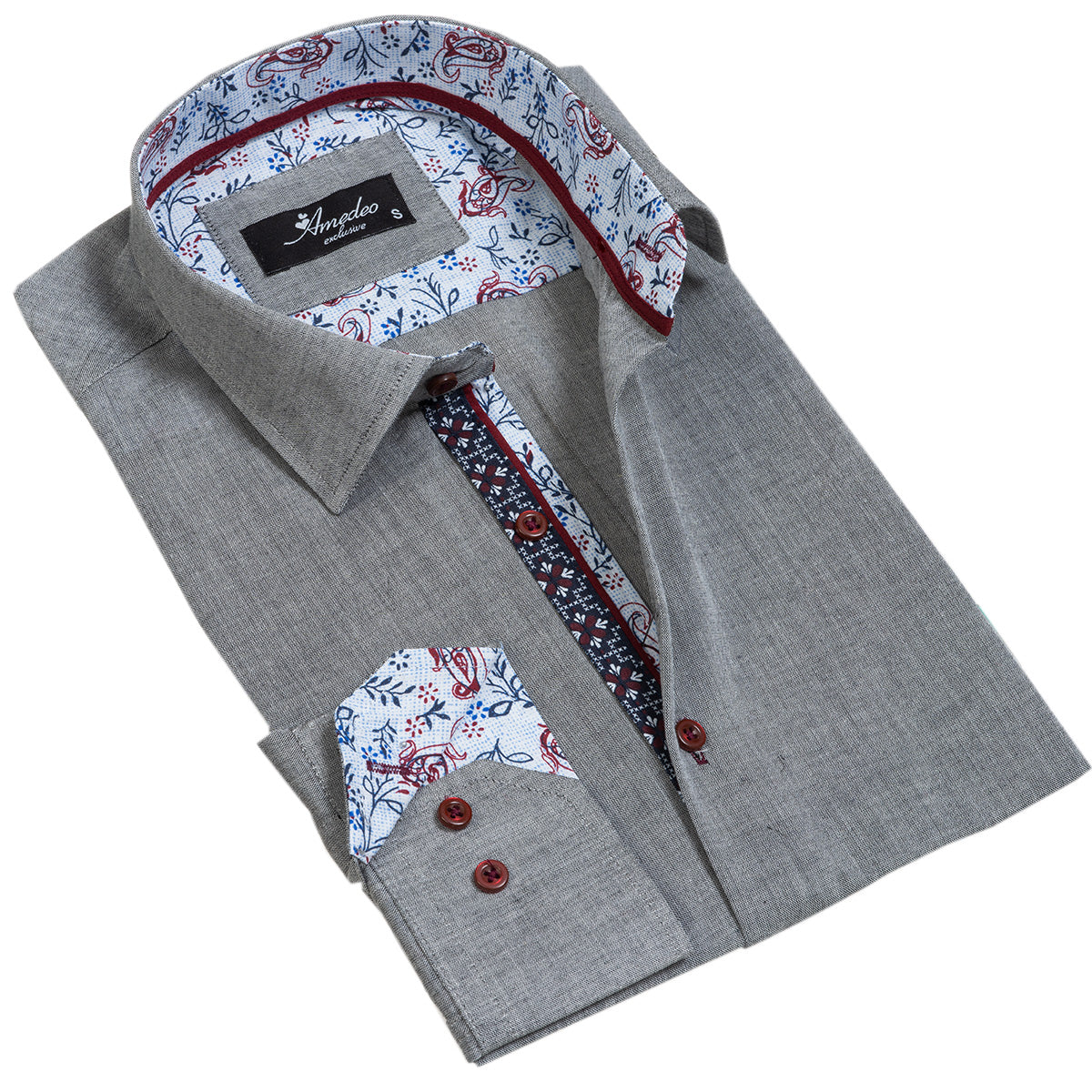 Pastel Grey Mens Slim Fit Designer Dress Shirt – Tailored Cotton Shirts For Work And Casual