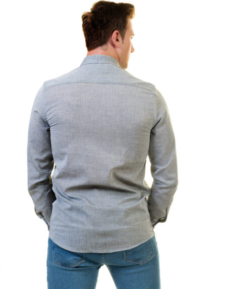 Pastel Grey Mens Slim Fit Designer Dress Shirt – Tailored Cotton Shirts For Work And Casual