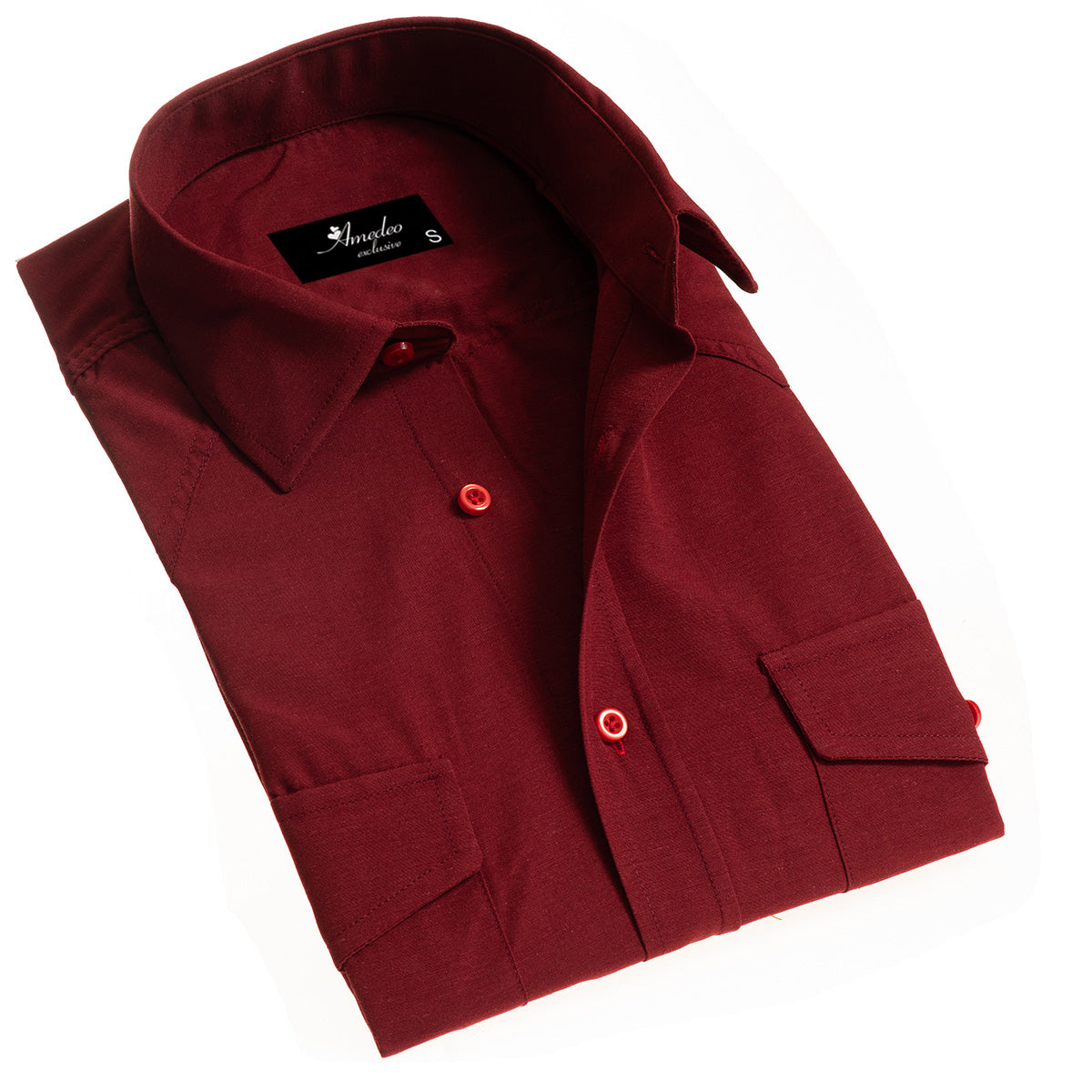 Dark Maroon Mens Slim Fit Designer Dress Shirt – tailored Cotton Shirts for Work and Casual Wear