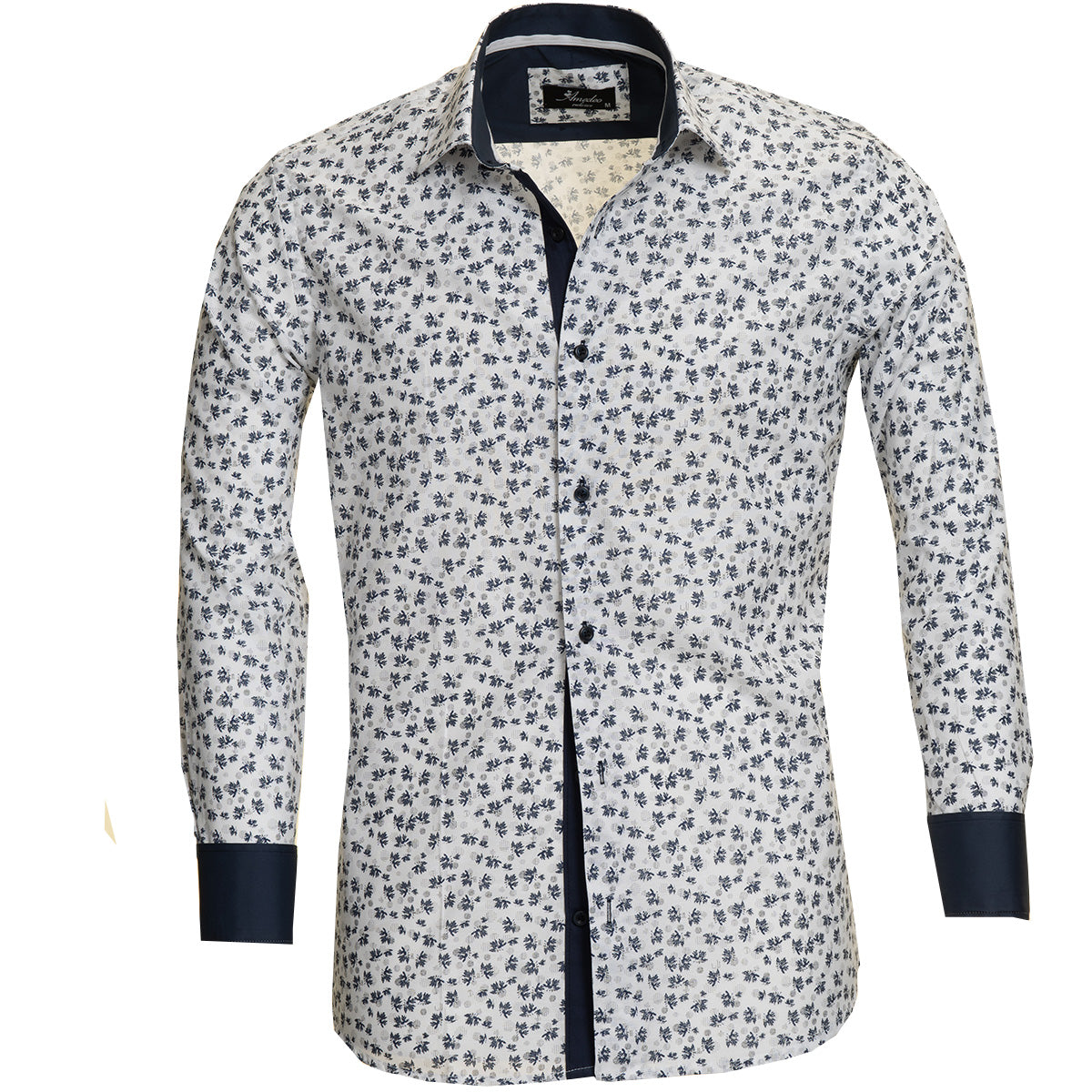 Black White Mens Slim Fit Designer French Cuff Shirt - Tailored Cotton Shirts For Work And Casual - Image 2