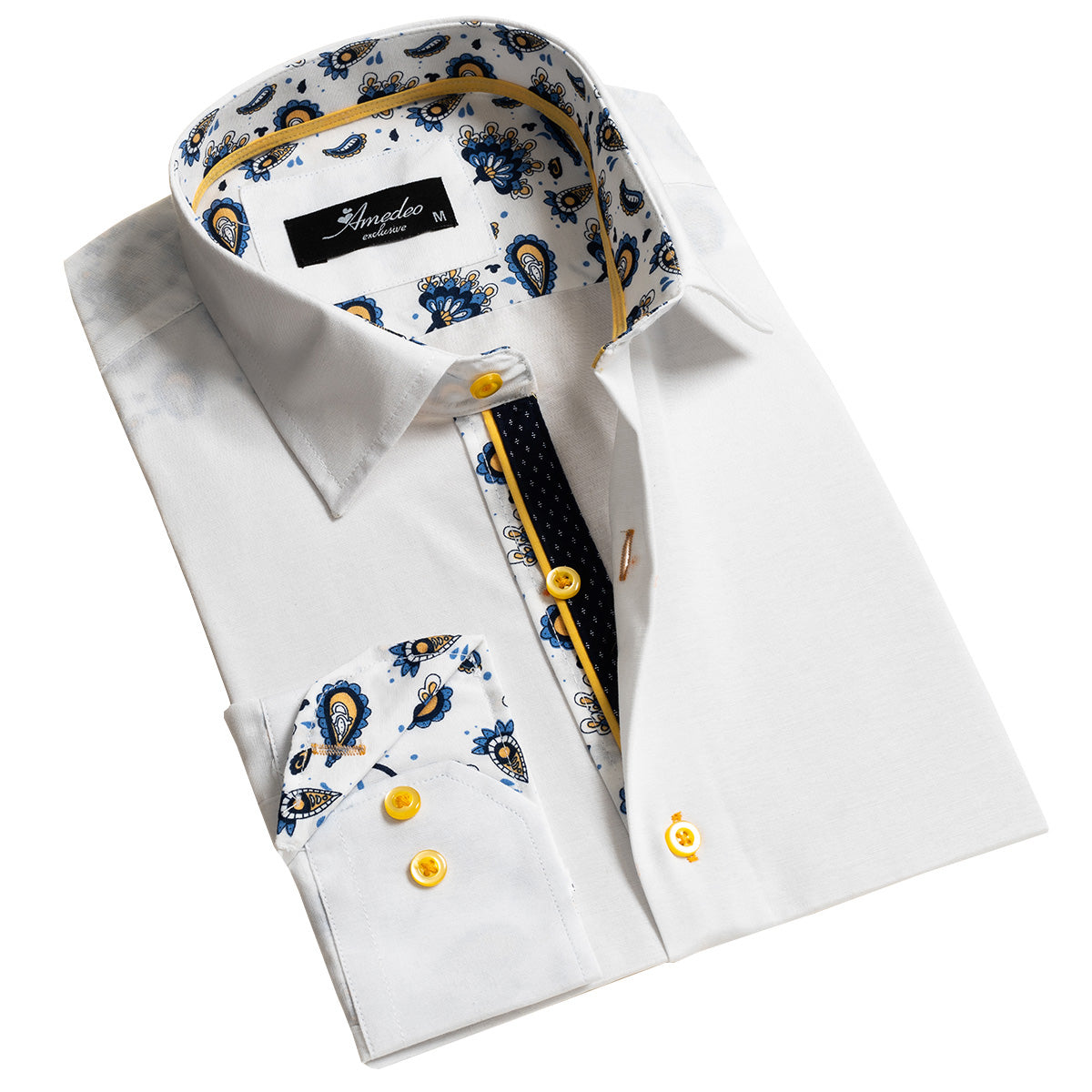 White Mens Slim Fit Designer Dress Shirt – Tailored Cotton Shirts For Work And Casual