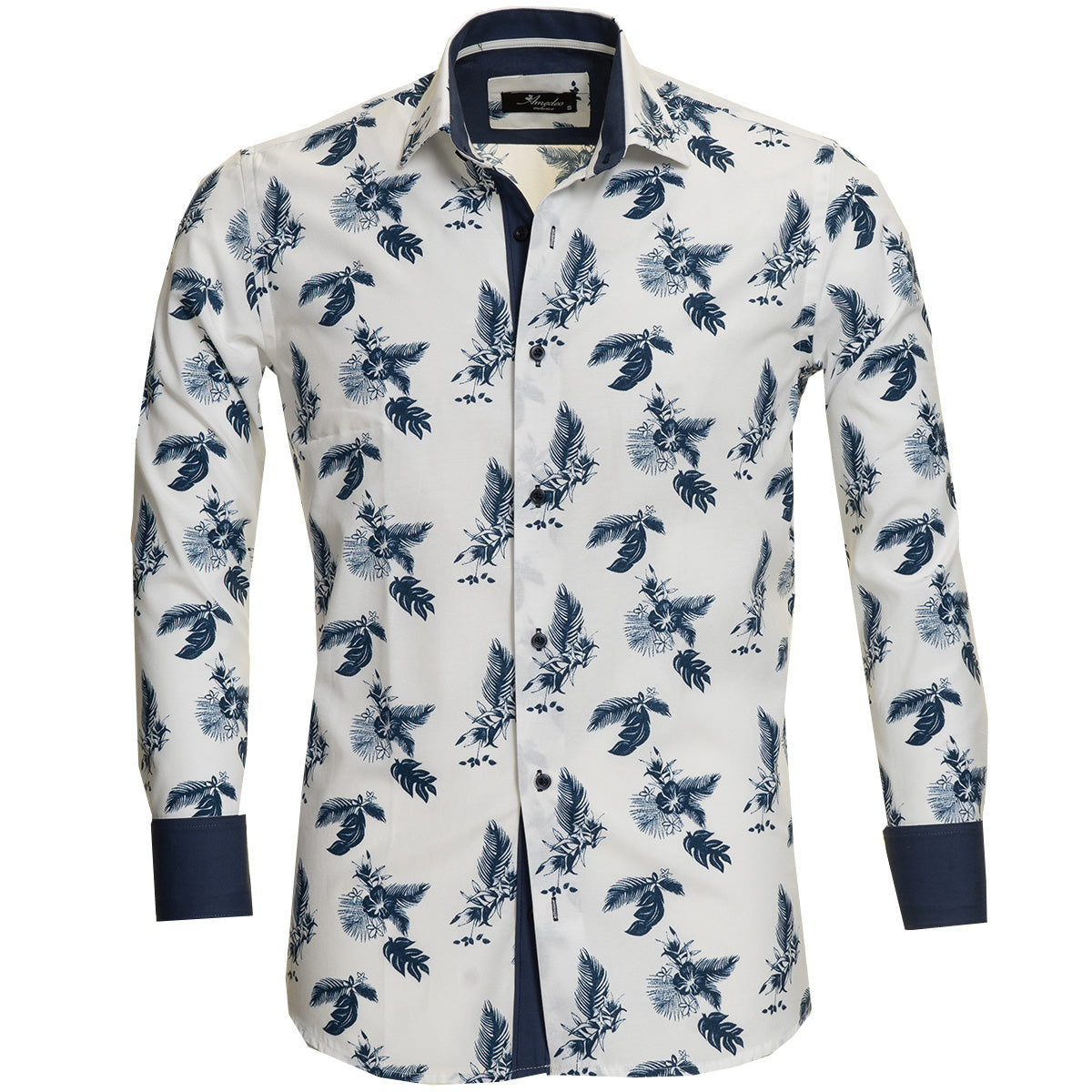 White Paisley Mens Slim Fit Designer Dress Shirt - Tailored Cotton Shirts For Work And Casual - Image 2