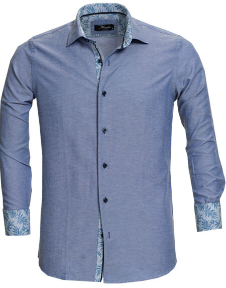 Blue Mens Slim Fit Designer Dress Shirt – Tailored Cotton Shirts For Work And Casual