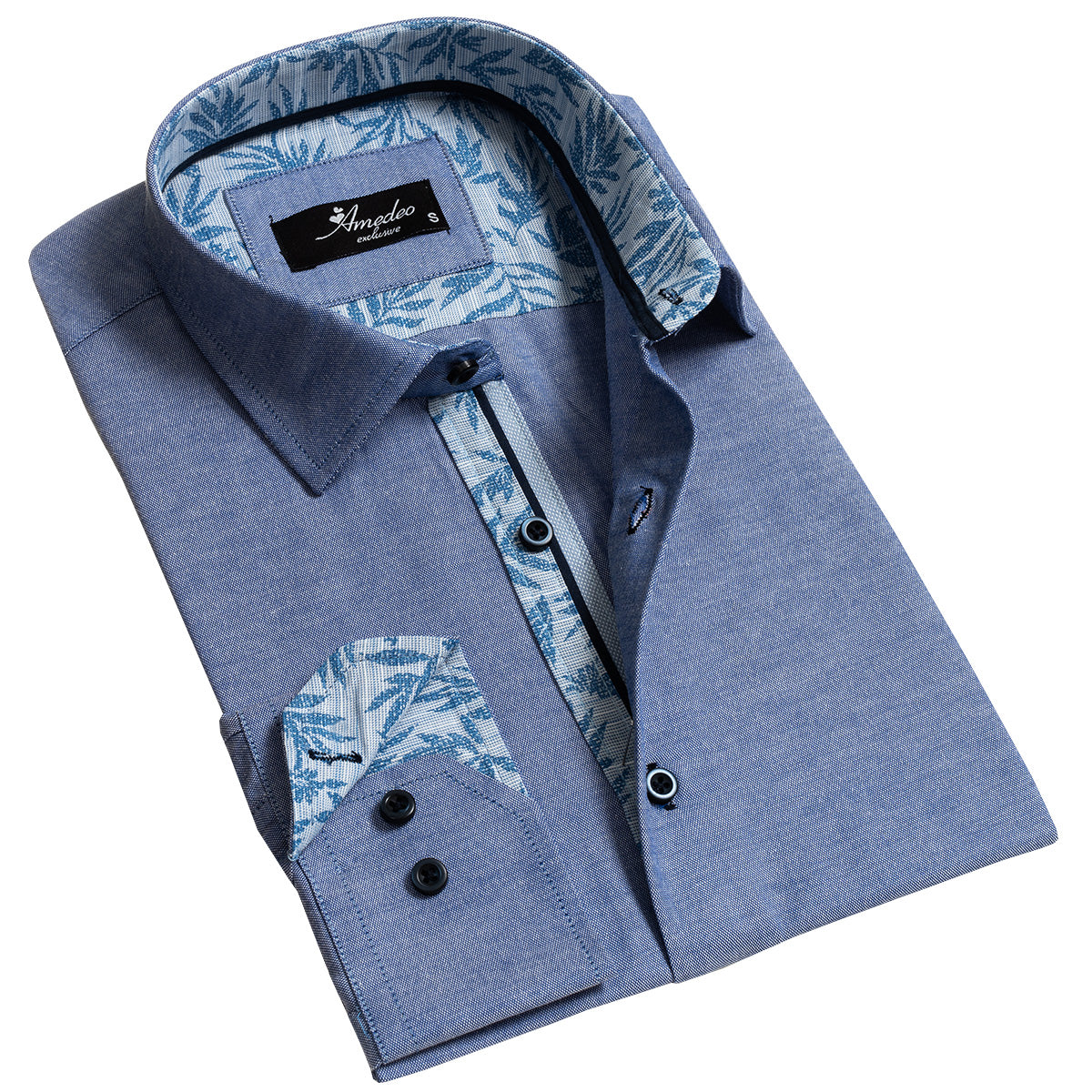 Blue Mens Slim Fit Designer Dress Shirt – Tailored Cotton Shirts For Work And Casual