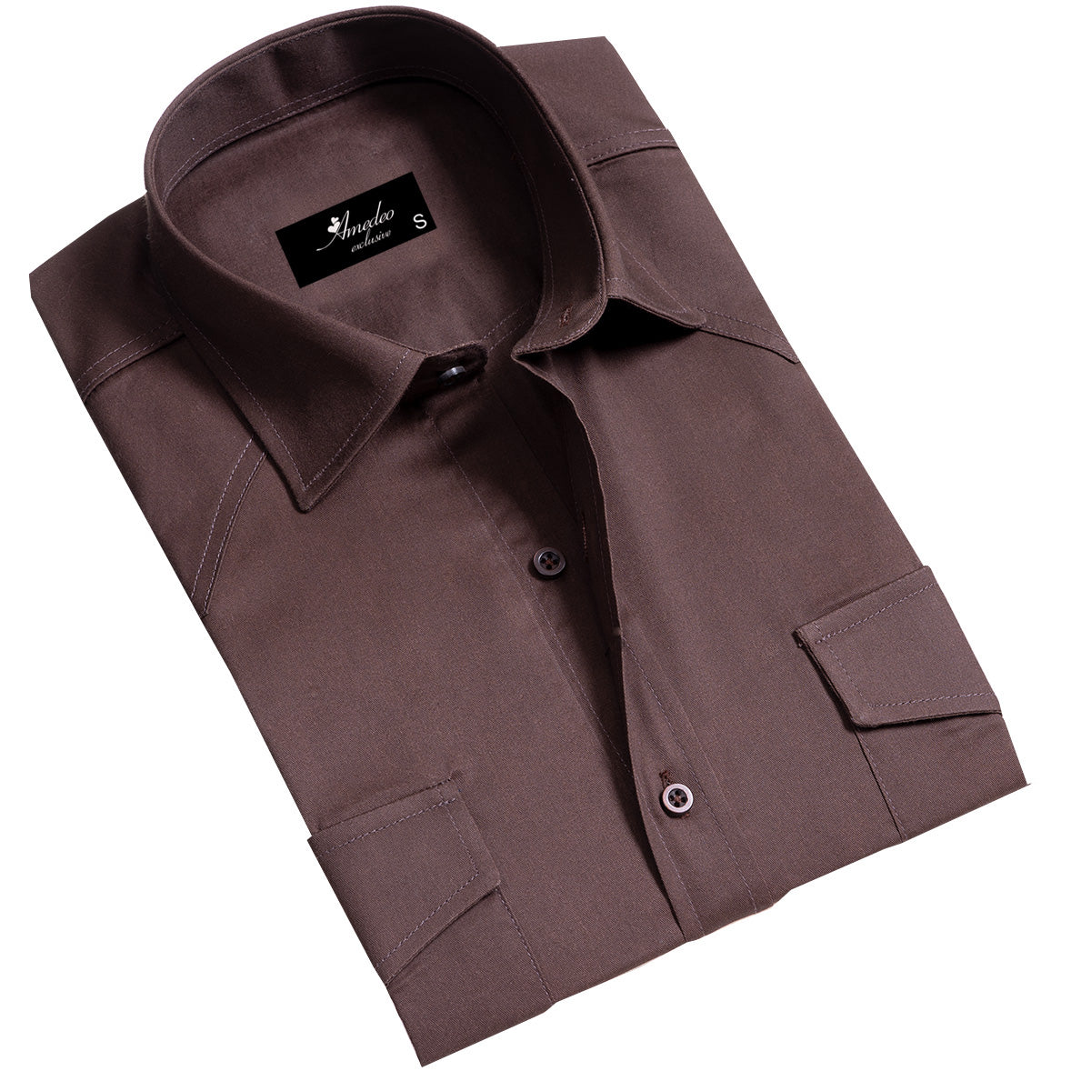 Dark Brown Mens Slim Fit Designer Dress Shirt – tailored Cotton Shirts for Work and Casual Wear