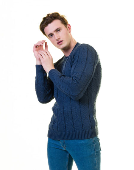 Dark Blue European Wool Luxury Zippered With Sweater Jacket Warm Winter Tailor Fit