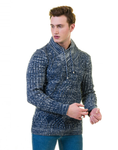 Denim Color European Wool Luxury Zippered With Sweater Jacket Warm Winter Tailor Fit