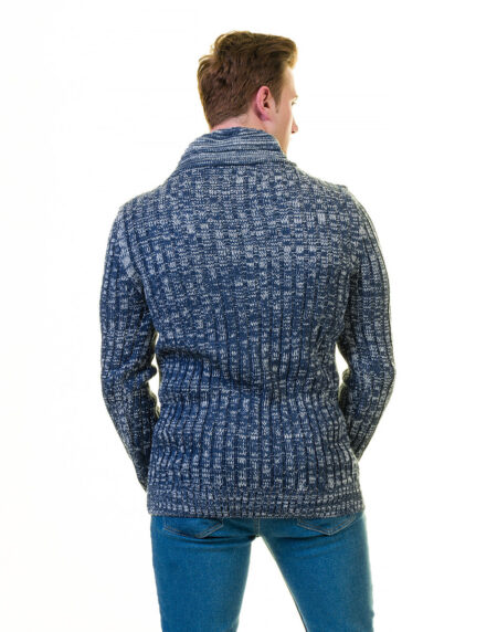 Denim Color European Wool Luxury Zippered With Sweater Jacket Warm Winter Tailor Fit