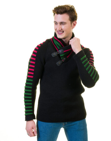 Black, Green and Red European Wool Luxury Zippered With Sweater Jacket Warm Winter Tailor Fit