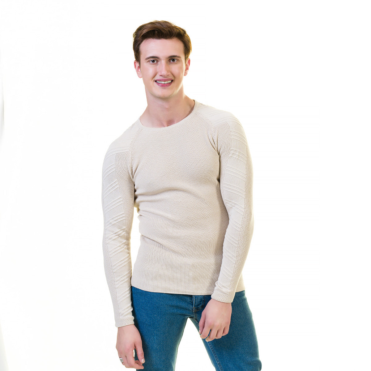 Off White European Wool Luxury Zippered With Sweater Jacket Warm Winter Tailor Fit - Image 6