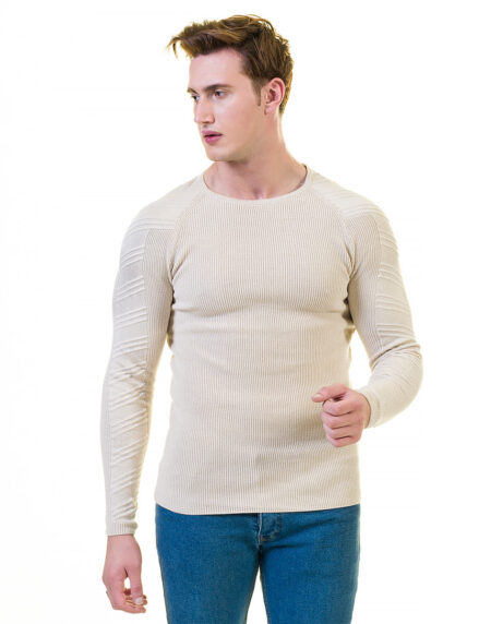 Off White European Wool Luxury Zippered With Sweater Jacket Warm Winter Tailor Fit