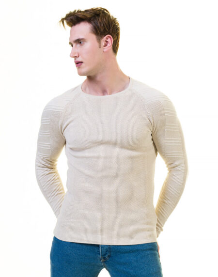 Off White European Wool Luxury Zippered With Sweater Jacket Warm Winter Tailor Fit