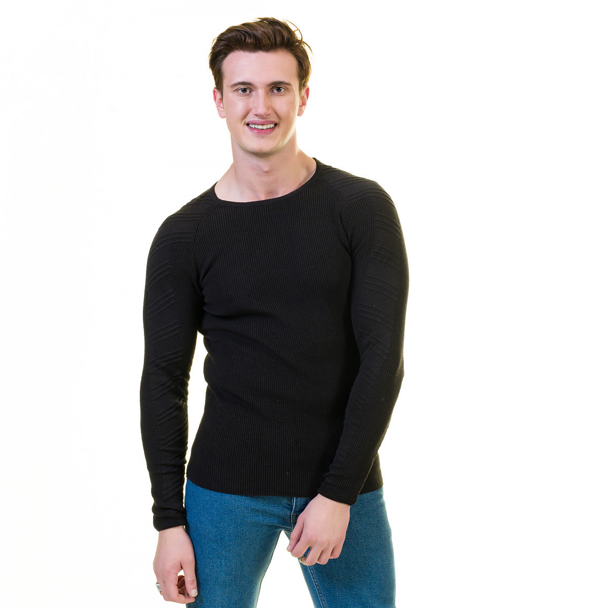 Black Wool Luxury Zippered With Sweater Jacket Warm Winter Tailor Fit - Image 5