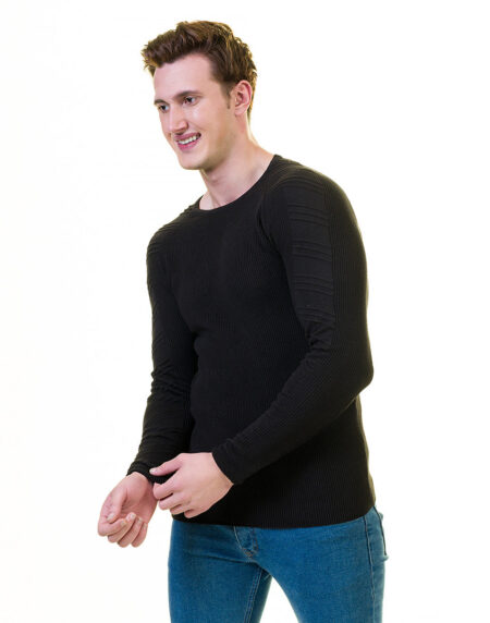 Black Wool Luxury Zippered With Sweater Jacket Warm Winter Tailor Fit