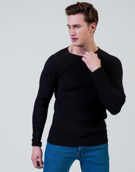 Black Wool Luxury Zippered With Sweater Jacket Warm Winter Tailor Fit