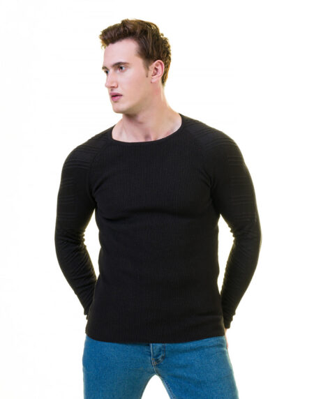 Black Wool Luxury Zippered With Sweater Jacket Warm Winter Tailor Fit