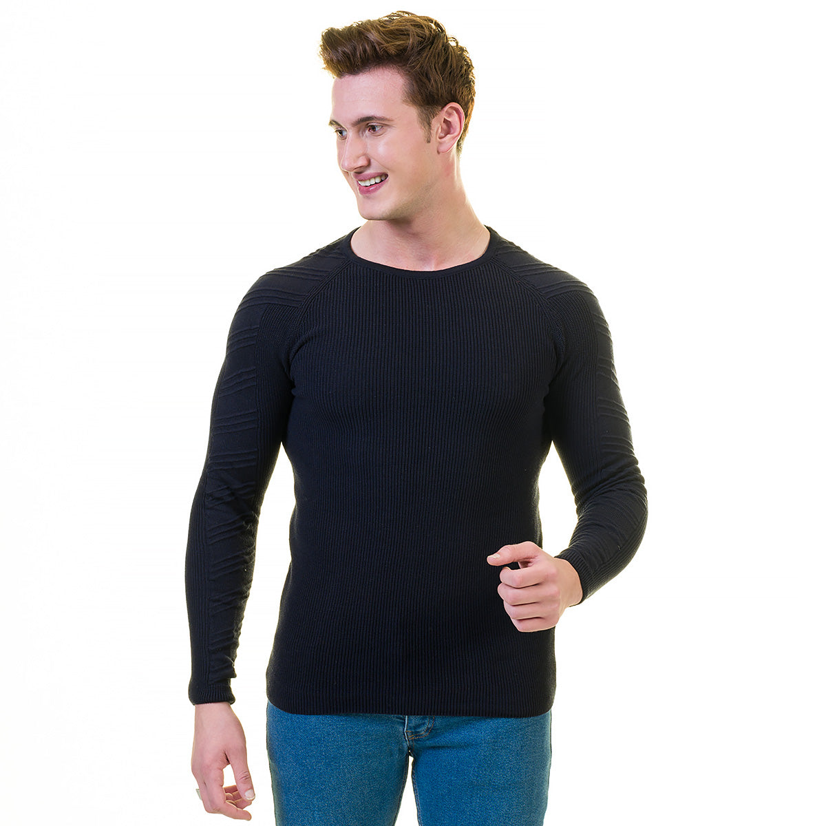 Full Black Wool Luxury Zippered With Sweater Jacket Warm Winter Tailor Fit - Image 5