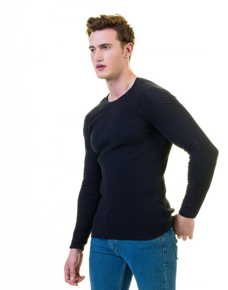 Full Black Wool Luxury Zippered With Sweater Jacket Warm Winter Tailor Fit
