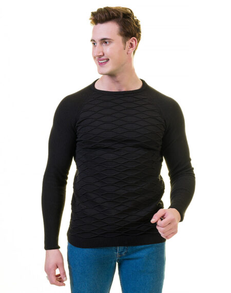 Dark Black Wool Luxury Zippered With Sweater Jacket Warm Winter Tailor Fit