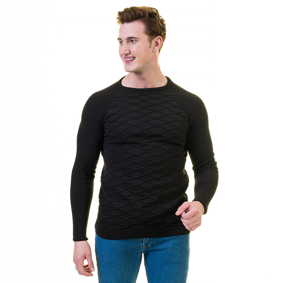 Dark Black Wool Luxury Zippered With Sweater Jacket Warm Winter Tailor Fit - Image 6